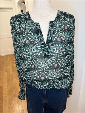 ba&sh Paisley-Print Split-Neck Blouse